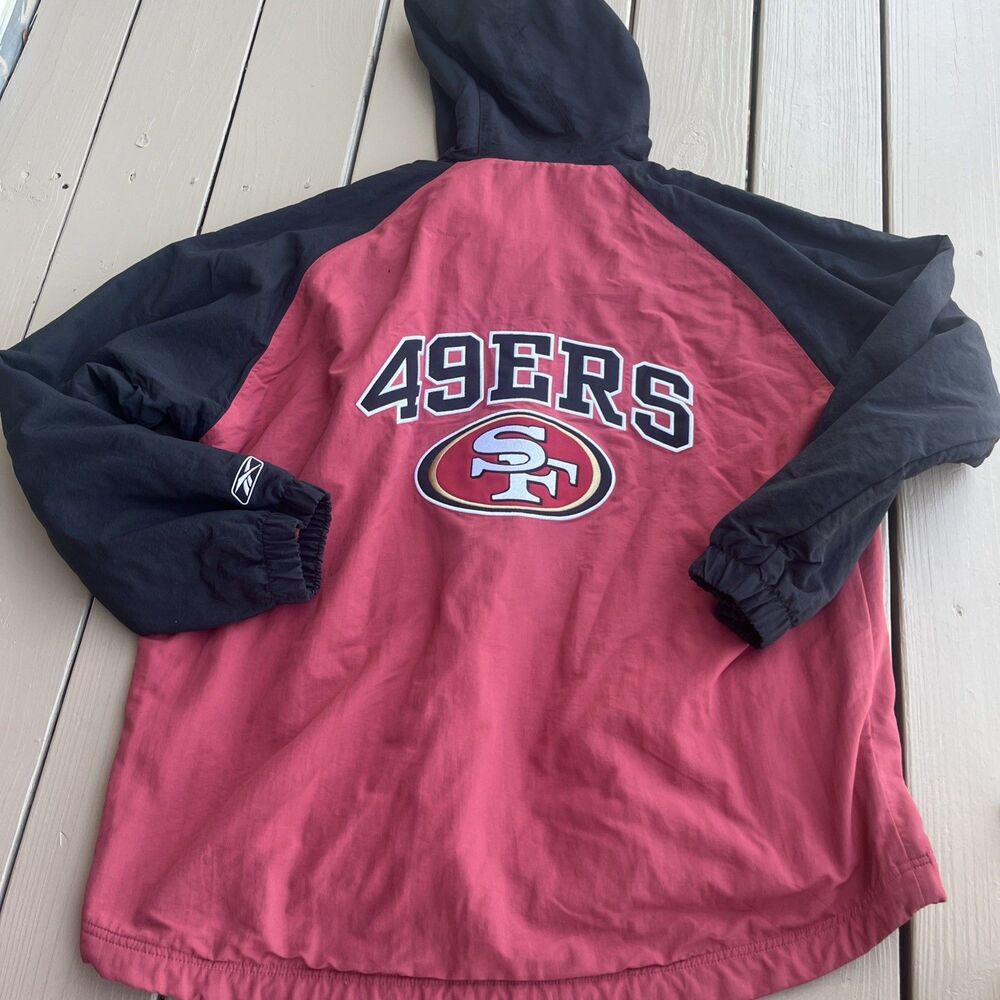 SF 49ERS Reebok Men's San Francisco 49ers Hooded Jacket Red/Black NFL Size XL